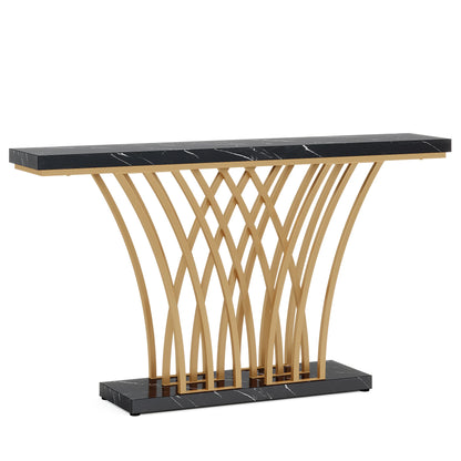 Tribesigns 59 inch Gold Console Table, Modern Entryway Table with Grid-Shaped Metal Base for Entrance, Hallway, Entryway