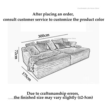 Nordic Cloud Lazy Sofa Thick Corduroy Texture Extra Wide Seat Depth Design Vacuum Compressed Packaging A Must-Have for Home