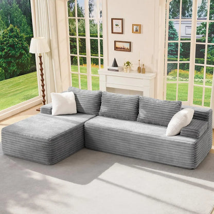 3 Seat L-Shape Modular Couch, Customized High Elastic Memory Foam Living Room Sofa