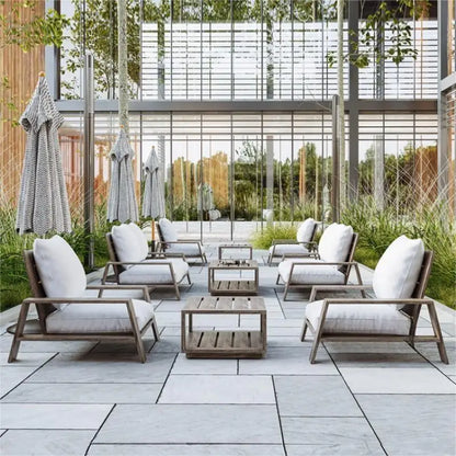 Outdoor Simple Terrace Hotel Villa Patio Solid Teak Sofa Furniture