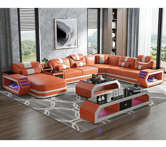 Functional  Sofa Set for Home Sala Set Leather Couch Sectional Sofa Modern Gray Fabric Sectional Couch 1 Set 3 Years