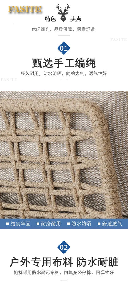 Nordic Outdoor Sofa Rattan Cafe Courtyard Villa Hotel Garden