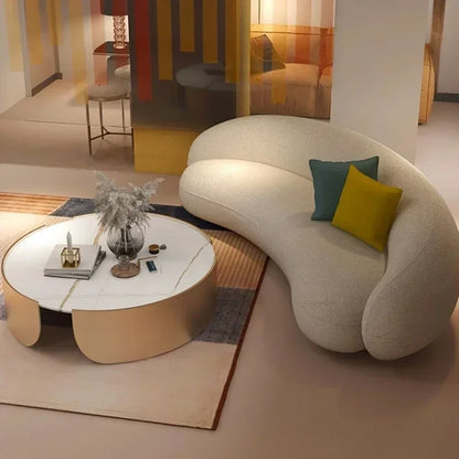Curved Living Room Sofas Living Room Furniture Cream Style Beauty Salon Sofa Clothing Store Rest Area Reception Sofab