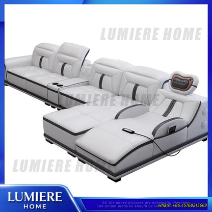Electric Recliner Sofa with Massage Function Modern Minimalist Sectional Sofa for Large Living Room Smart Multi Functional Couch