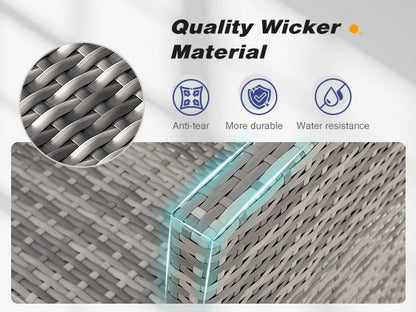 6 Pieces Outdoor Patio Furniture Set, Wicker Sectional Sofa Patio Conversation Set Couch with Ottomans for Outside Backyard Porc