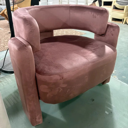 Nordic Chaise Loung Frosted Velvet Accent Chairs Curved Backrest Solid Wood Frame High Density Sponge Living Room Single Sofas