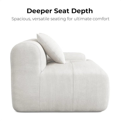 118" Modern L-Shaped Modular Sectional Sofa for Living Room, Upholstery Beige, Oversized 3-Seater Couch with Deep Seat