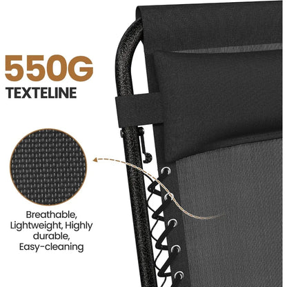 Zero Gravity Recliners Outdoor Adjustable Folding Reclining Lounge Chairs with Pillows Cup Holder Trays and Carry Strap for Pat