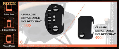 Padded Zero Gravity Lounge Chair Folding Patio Recliner with Adjustable Headrest & Cup Holder, Support 350 LBS (Grey)