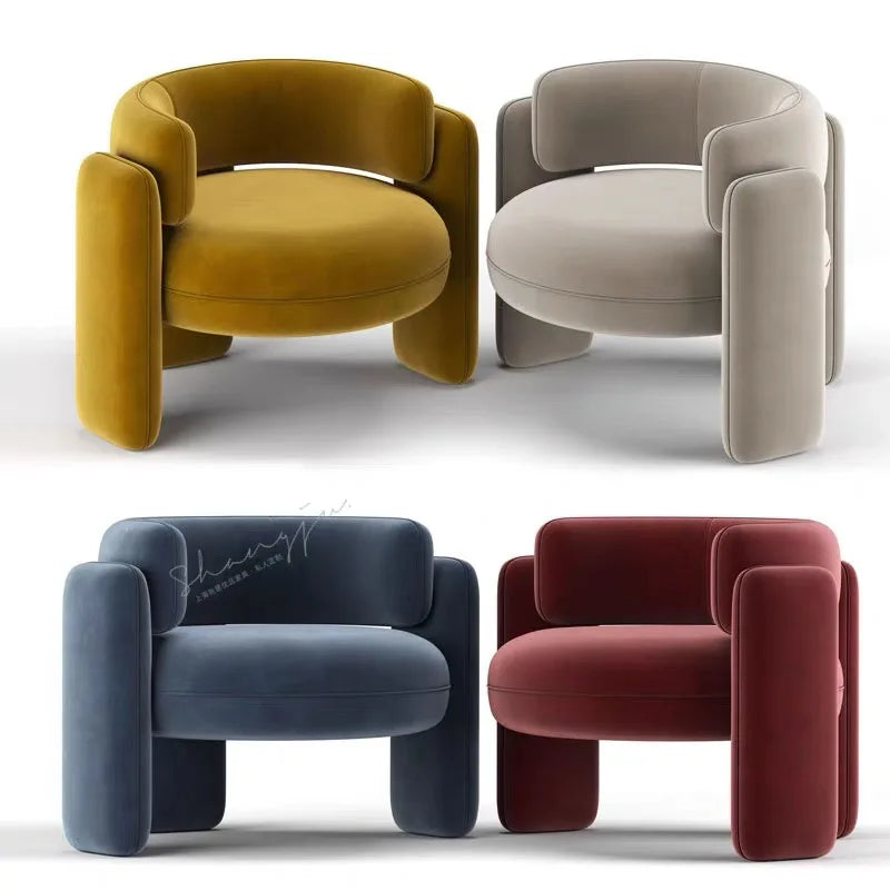 Cream single sofa chair designer lazy living room balcony modern simple and lightweight luxury reception lounge chair