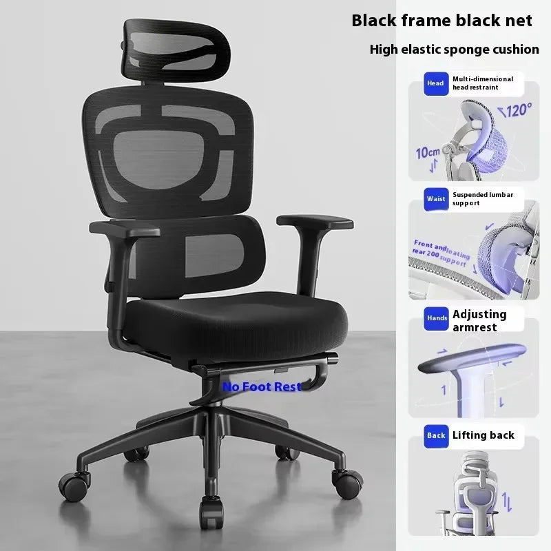 Ergonomic Office Chair with Lumbar Support Adjustable 3D Armrests Recline Tilt Function Mesh Seat for Home Office