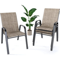 Outdoor Patio Chairs Set of 4 Stackable Dining Chairs All-Weather Textilene Furniture Set for Pool Deck, Backyard, Garden