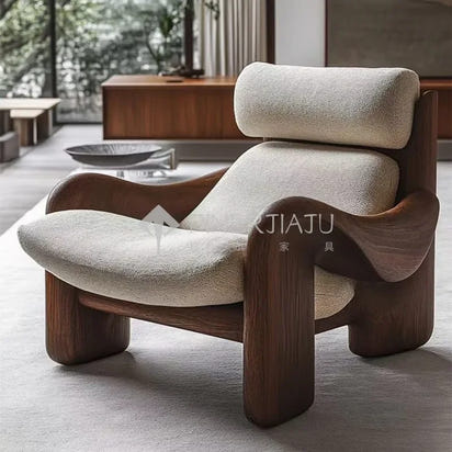 Designer Art Aesthetics Solid Wood Sofa Chair Medieval Homestay Club Sales Department Light Luxury Leisure Chair