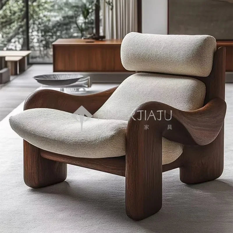 Designer Art Aesthetics Solid Wood Sofa Chair Medieval Homestay Club Sales Department Light Luxury Leisure Chair
