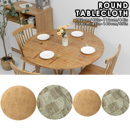 Round Table Cloth Waterproof Farmhouse Table Cover Decorative Wood/Woven Texture Tabletop Protection Rustic Wipeable