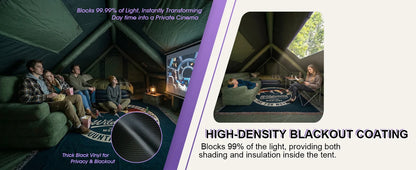 129 Square Feet Purple Inflatable Tent 6-8 Person for Camping,4 Season Easy Setup Waterproof Oxford Air Tent House with Tarp