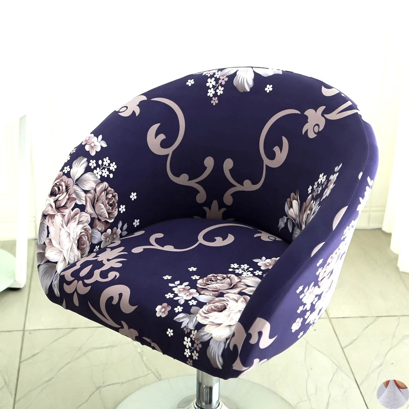 Universal Curved Chair Cover Short Back Printed Arc Armchair Covers Dining Chair Covers Home Spandex Elastic Dustproof Cover
