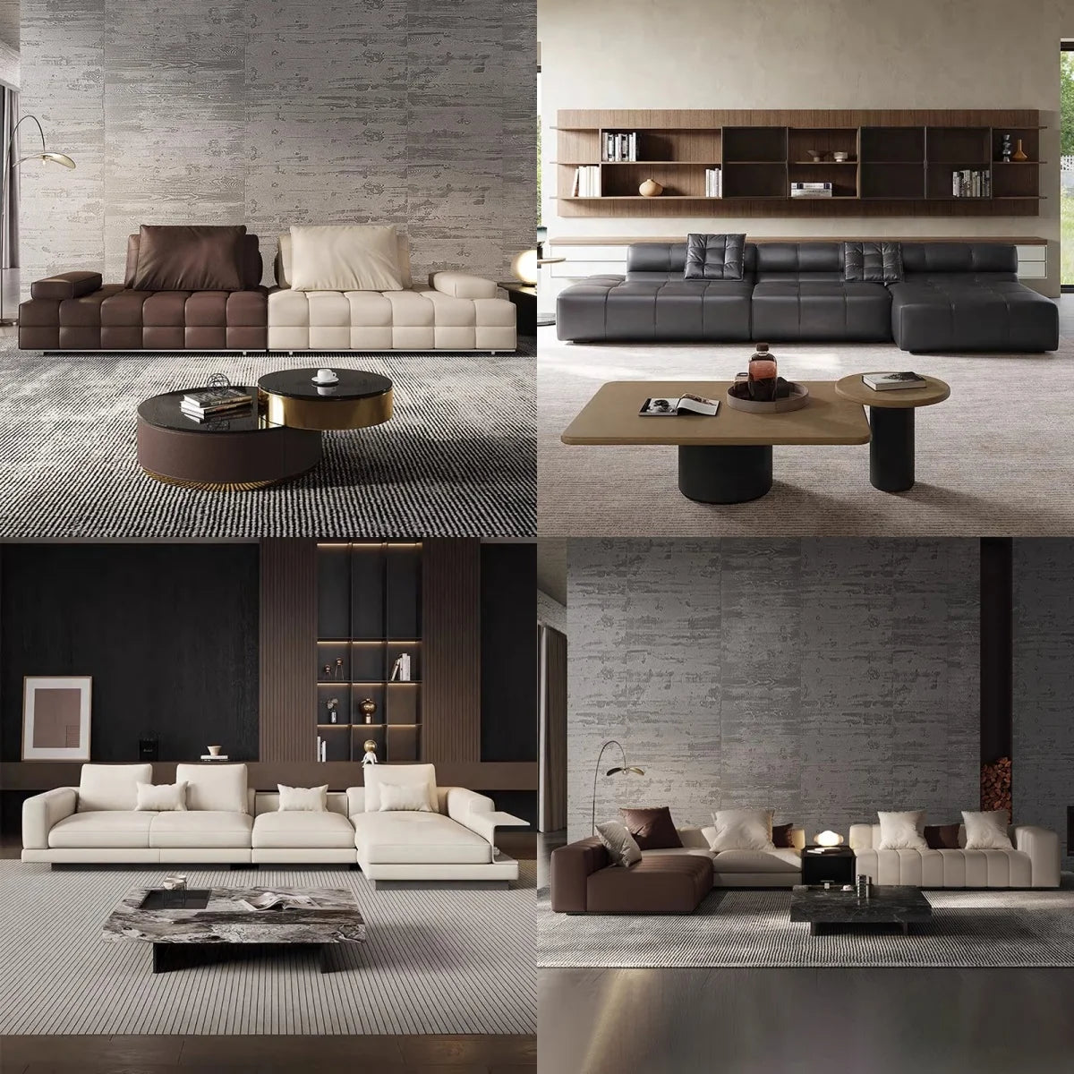 Minimalist Multi-Seat Leather Sectional Sofa Combination Modern Simple Living Room Sofas First Layer Cowhide L Shade Sofa Set