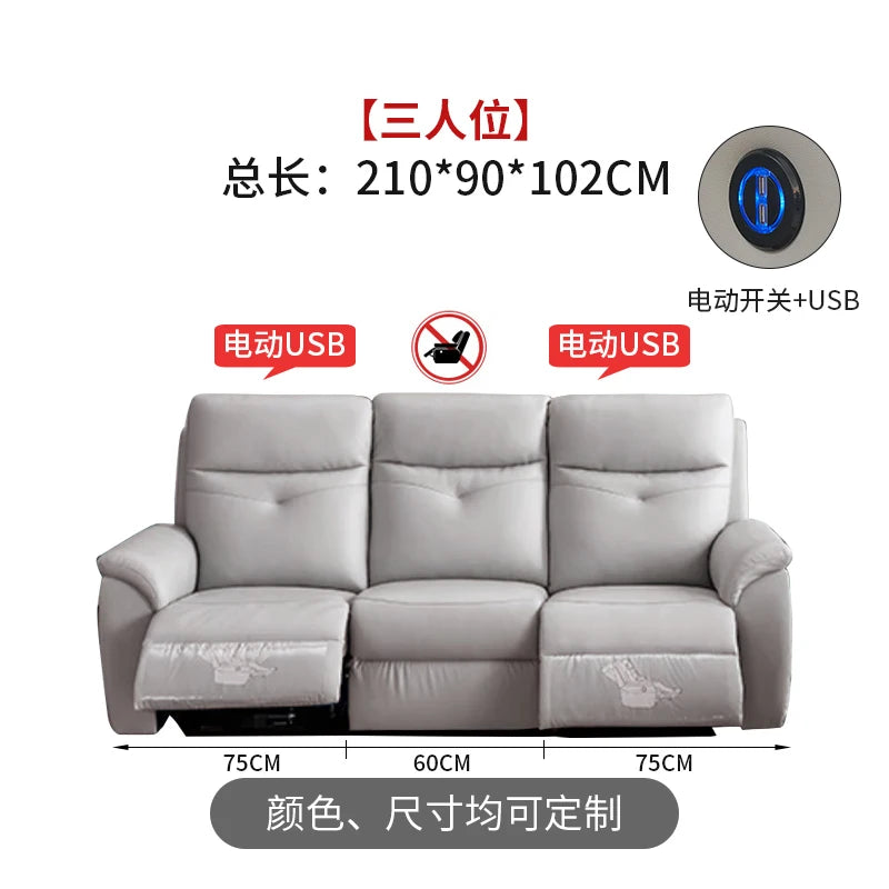 Comfort Electric Recliner Sofa Leather Sectional Genuine Retractable Combined Couch Bed Convertible Divano Letto Furnitures