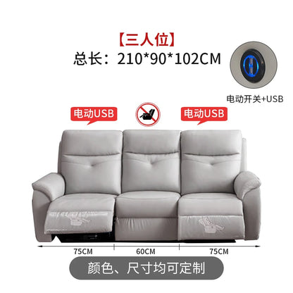 Comfort Electric Recliner Sofa Leather Sectional Genuine Retractable Combined Couch Bed Convertible Divano Letto Furnitures