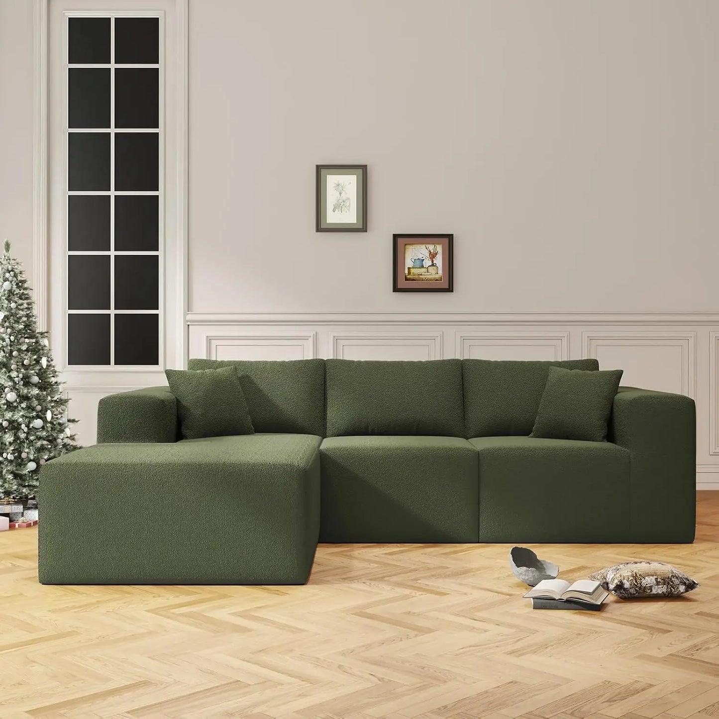 108" Cloud Sectional Couch with L-Shape Chaise,4 Seat Modern Modular Sofa with Deep Seat,Upholstered Couches for Living Room Bed