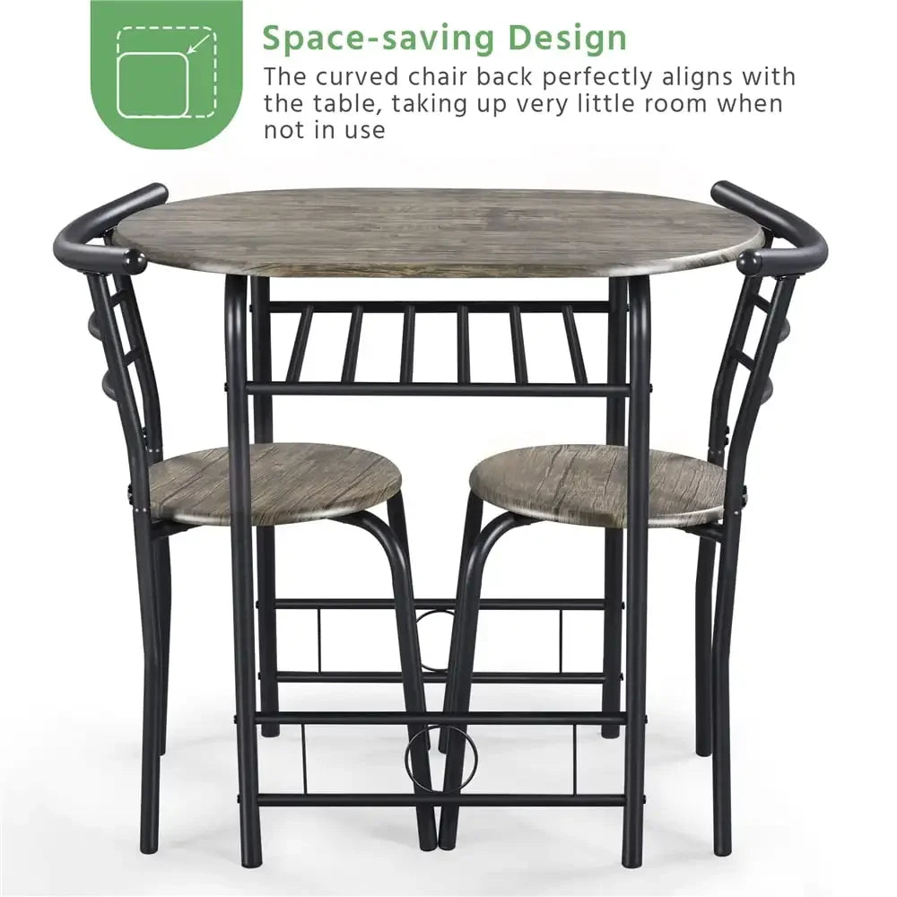 Alden Design Modern Dining Set 3pcs round Table And 2 Chairs Multiple Colors Available for Kitchen Room Furniture