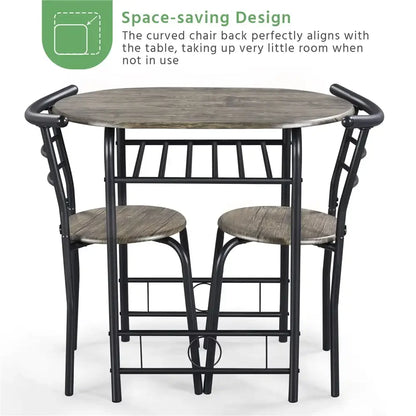 Alden Design Modern Dining Set 3pcs round Table And 2 Chairs Multiple Colors Available for Kitchen Room Furniture