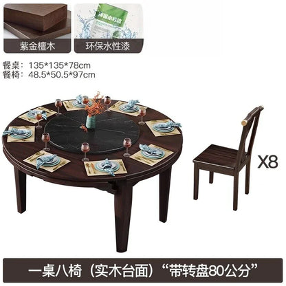 AB rock slab folding dining table telescopic combination purple gold sandalwood small apartment household round dining table