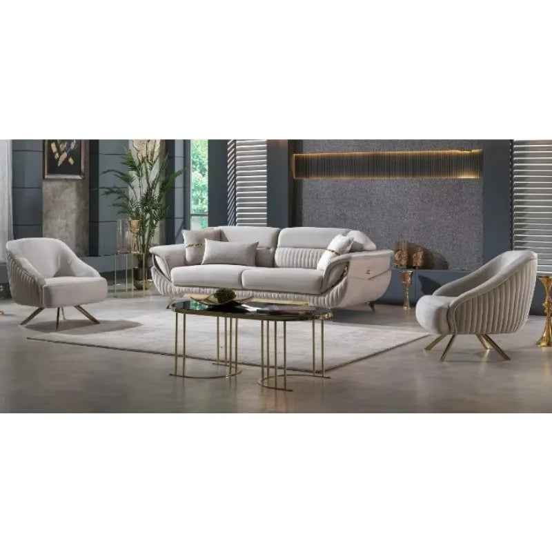 Light luxury fabric fashion living room sofa 3-seat home villa sofa