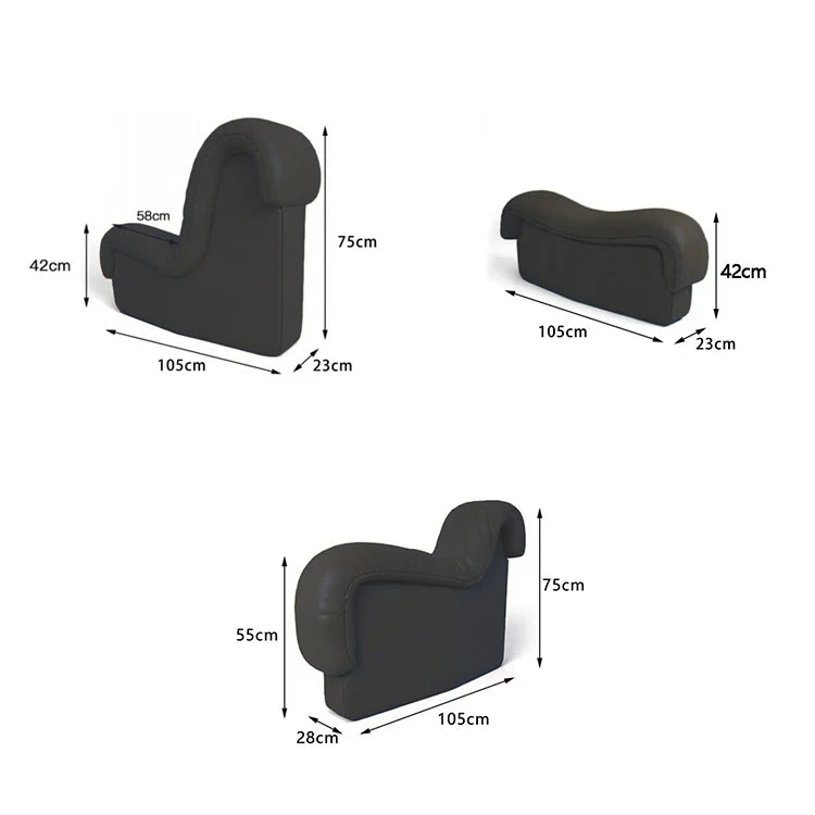 Artistic High End White Leather De Sede DS 600 Snake Sofa Curved Modular Sectional Sofa Round Water Proof Couch Set