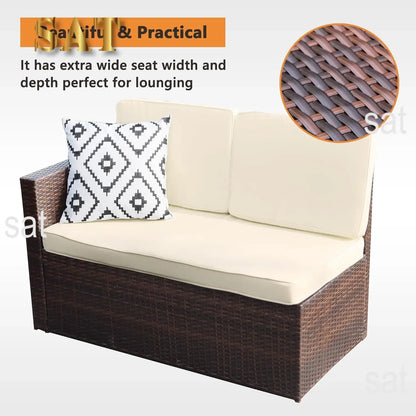 A Patio Furniture Set All Weather Wicker Patio Conversation Sets with Cushion Seat & Pillows Outdoor Dining Set Patio