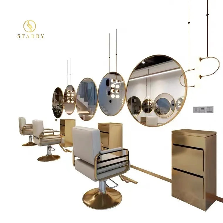 Customized Luxury Hair Salon Wall-mounted Mirror Modern Style Multi-shape Large Wall Mirror
