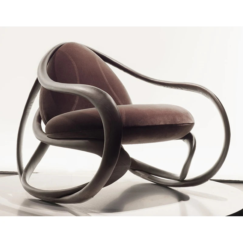 Nordic modern walnut, sofa chair, living room model house light luxury, special-shaped leisure single, fiberglass rocking chair