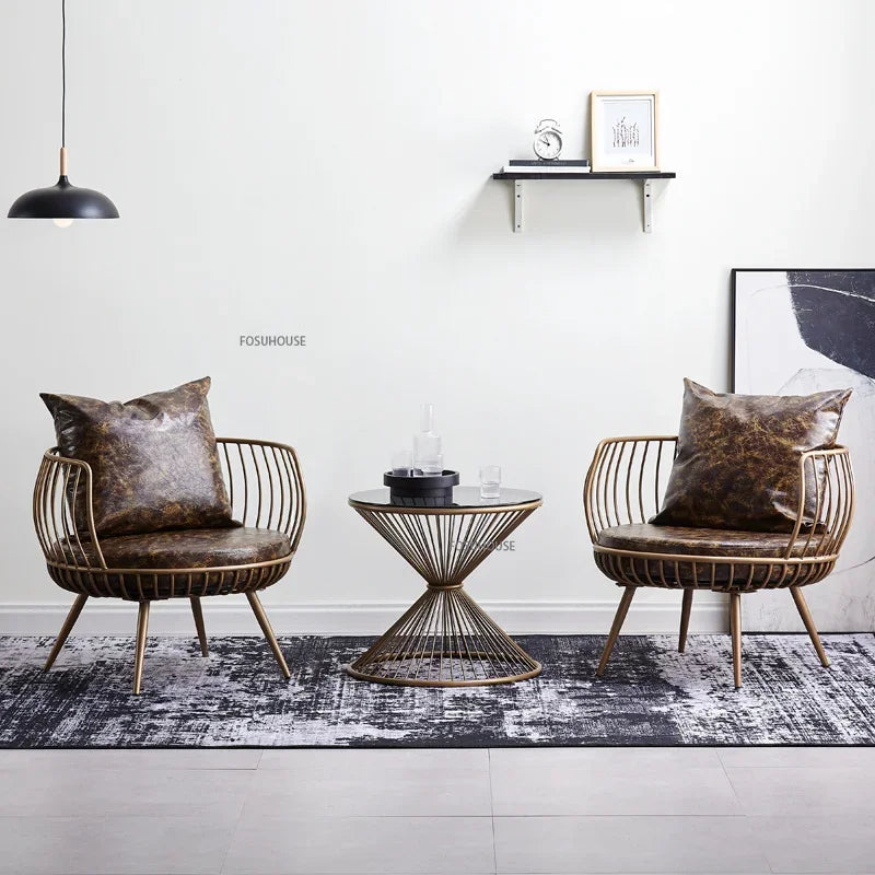 Living Room Furniture Bedroom Light Luxury Minimalist Single Sofa Chair Lounge Chair Nordic Wrought Iron Living Room Chairs