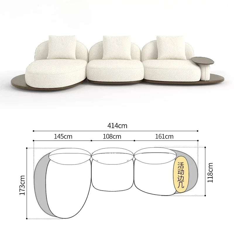 Living Room Coffee Table Designer Creative Three-person Log Style Furniture Modern Simple Modern Morocco Fabric Sectional Sofas