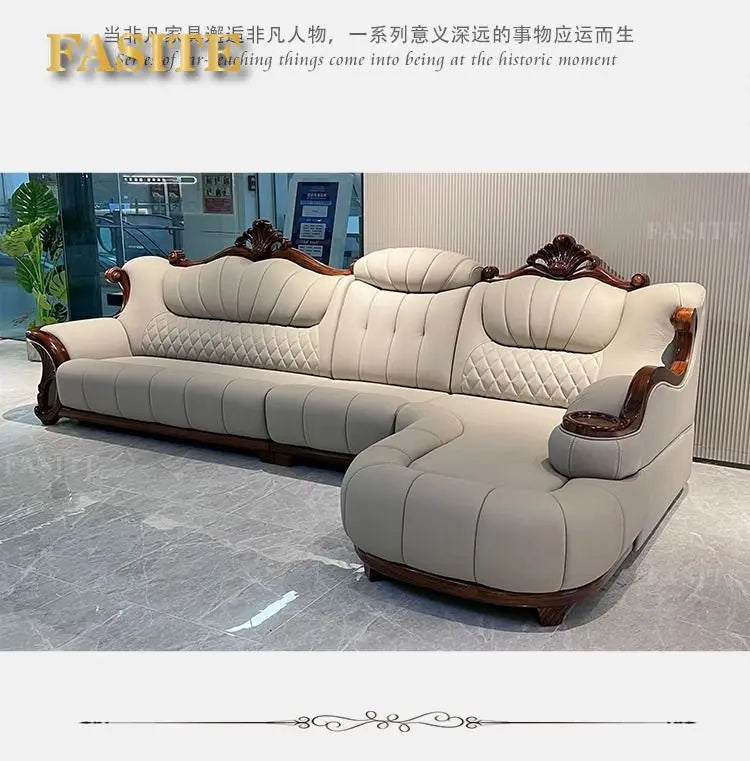 European leather sofa first floor living room villa luxury ebony small apartment