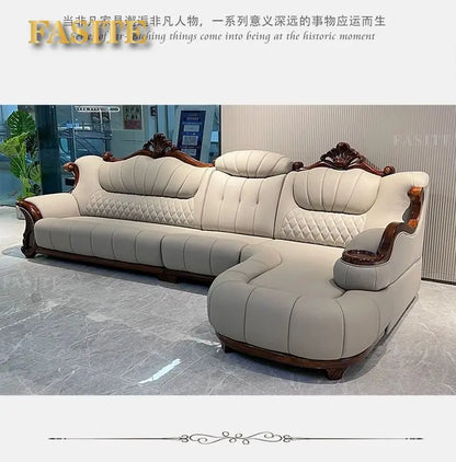 European leather sofa first floor living room villa luxury ebony small apartment