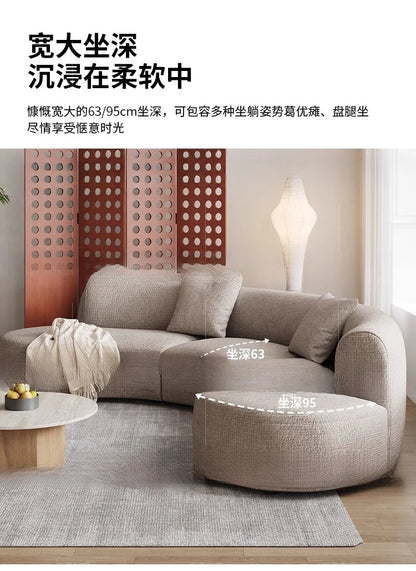 Sofa French retro medieval style curved module combination sofa wabi sandy wind large flat-floor villa fabric #