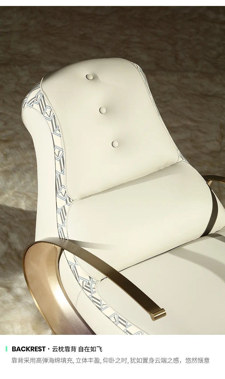 S Modern Italian Light Luxury Rocking Chair Leather Recliner Leisure Chair Single Sofa Rocking Chair