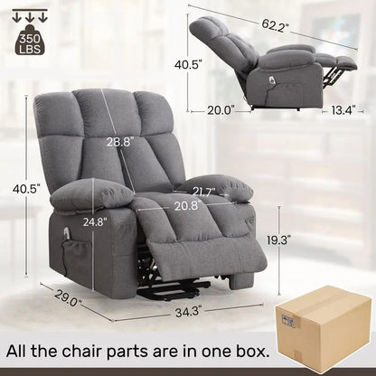 Power Lift Recliner Chair for Elderly, Big and Tall Lift Chair with Massage and Heat for Living Room, Fabric Electric Recliner