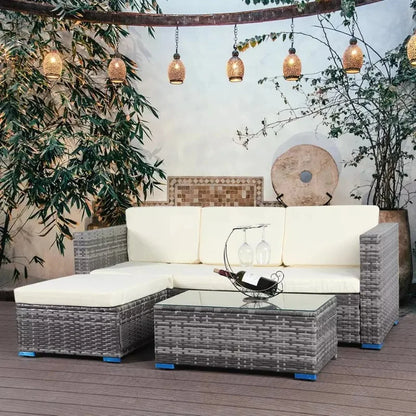Outdoor Dining Table Rattan/Wicker Furniture Set Removable Rattan Bistro Garden Sofa Set