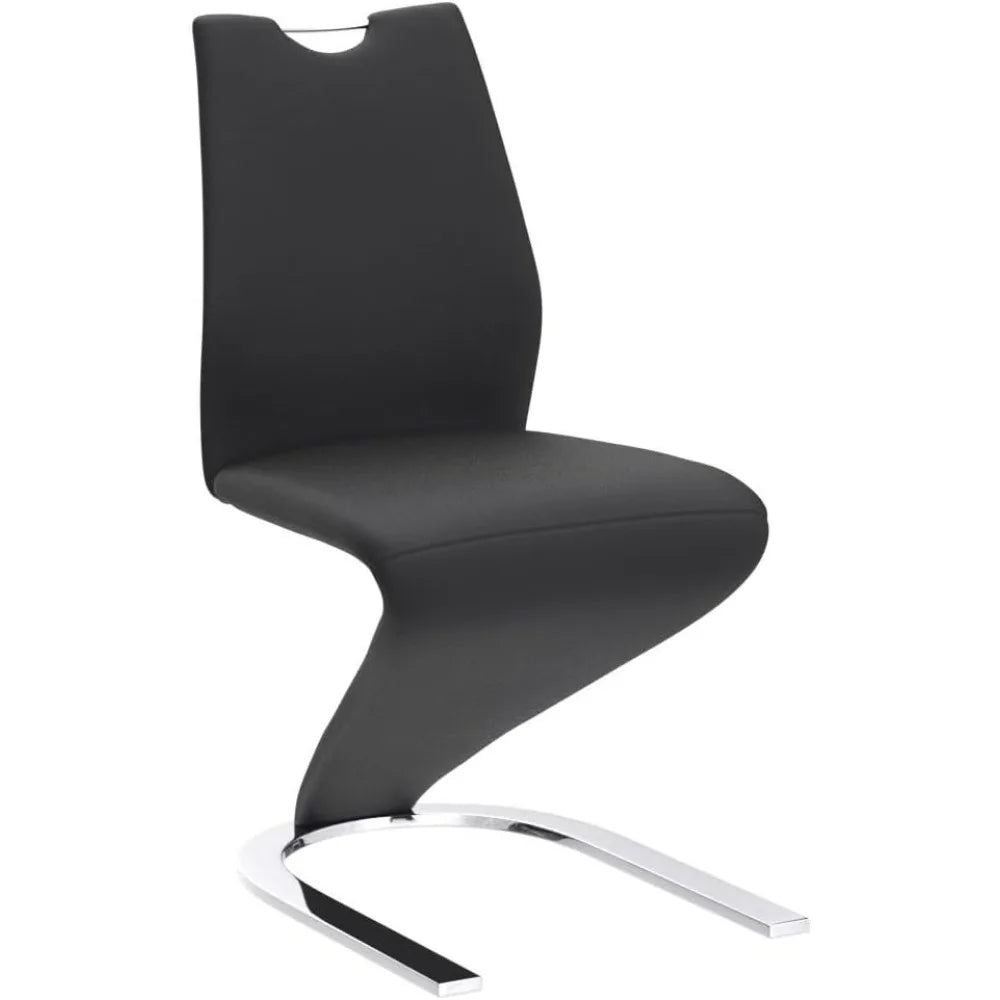Modern Upholstered Armless Dining Chairs Set of 2, PU Leather Cushioned Seats, Sturdy Side Chairs for Kitchen and Dining Room
