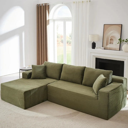 118" Compressed Sofa for Living Room L Shaped Boneless Couch, Modular Sectional Sofa, Sofa Bed Memory Foam Couches with Chaise