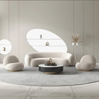 Creative, lamb wool, Nordic, fabric, curved, sofa, light luxury, simple