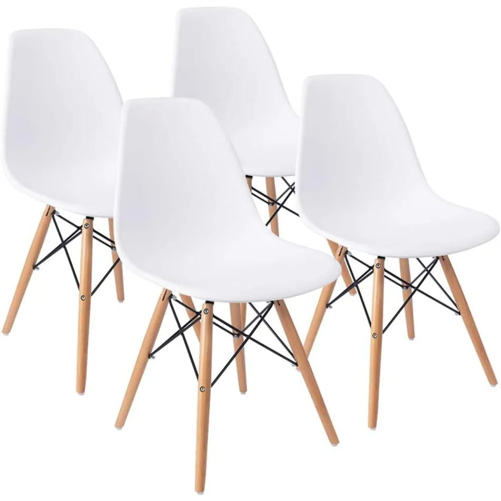 Furmax Modern Style Dining Chair Mid Century Modern DSW Chair, Shell Lounge Plastic Chair for Kitchen Chairs Set of 4(White)