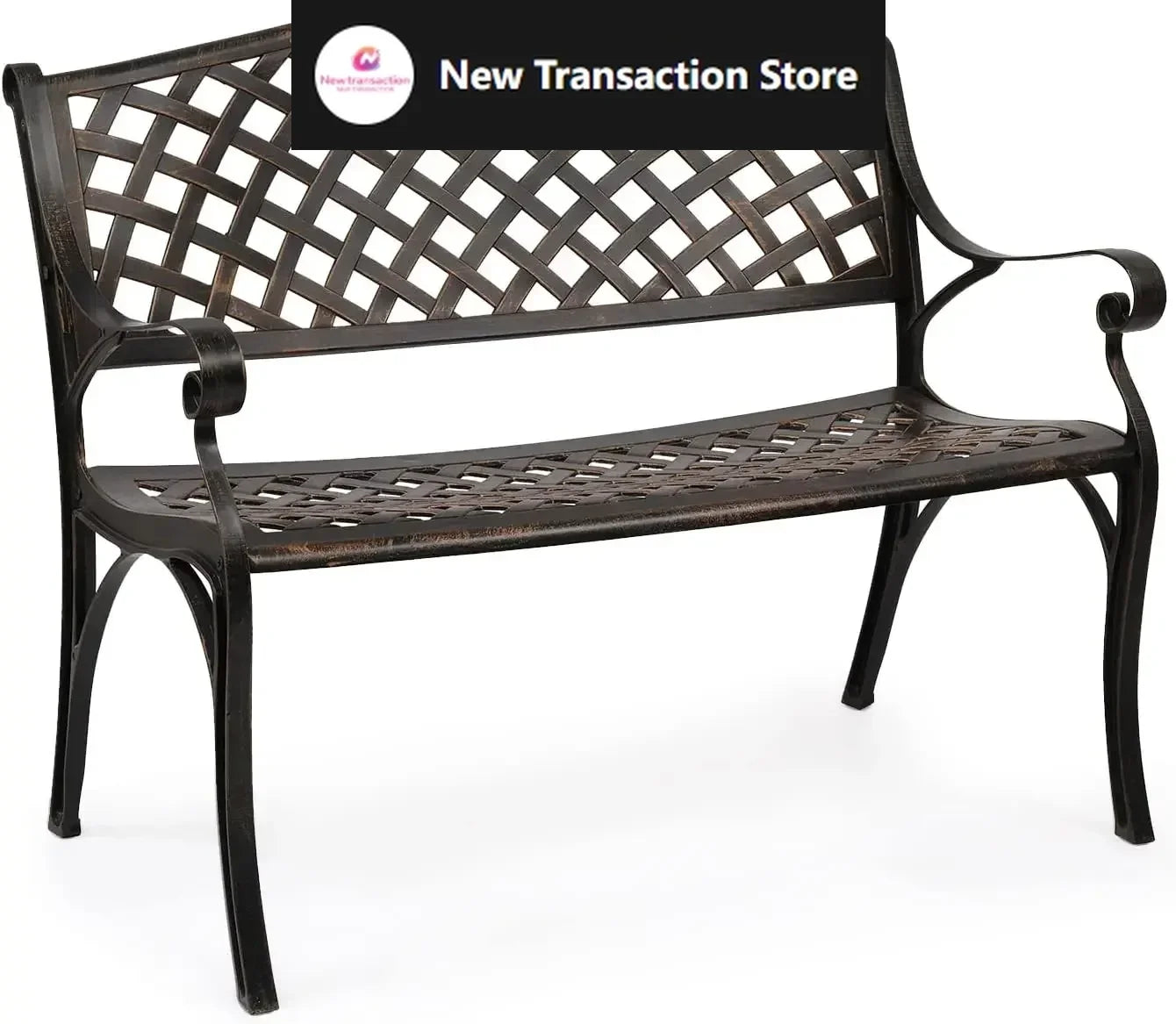 40.5" Outdoor Bench Patio Garden Bench, Anti- Rust Cast Aluminum Patio Bench Front Porch Bench
