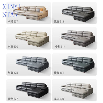 The first layer of cowhide leather sofa living room combination modern simple size apartment cream style leather sofa