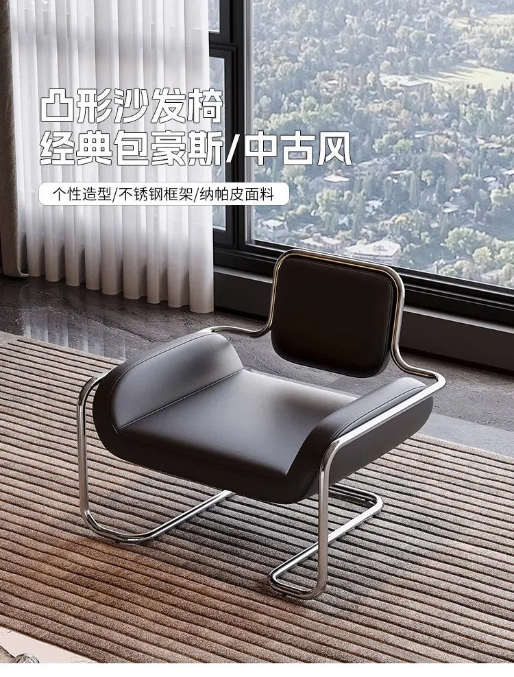 Single chair medieval stainless steel special-shaped convex living room reception leisure single sofa