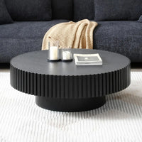 31.49" Matt Round Coffee Table, Nesting Pedestal Coffee Tables for Living Room Farmhouse Mid Century Modern Coffee Table