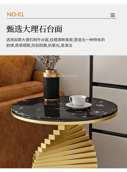 Style Light Luxury Marble Side Table Living Room  Sofa Corner  Creativity Balcony Small   Internet Celebrity Bedside Round